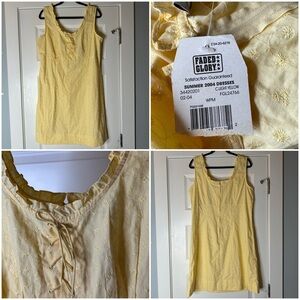 Vintage 2004 NWT Cotton Coquette Corset Tie Front Dress in Light Butter Yellow